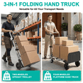 thumbnail image 4 of Foldable Hand Truck, 3-in-1 Aluminum Collapsible Dolly Cart with 4 Rubber Wheels and Retractable Handle, Portable Moving Dolly, Black, 4 of 7