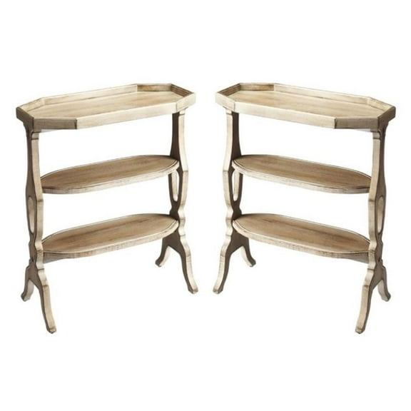 Home Square Transitional Accent Table in Gray Finish - Set of 2