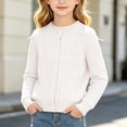 thumbnail image 2 of Girl's Knit Button down Cardigan - Long Sleeve Crew Neck Sweater Coat - Fall Vintage Fashion Outerwear, 2 of 9