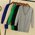 Outerwear Vneck Jersey Korean Fashion Style Cropped Blouses Long Woman