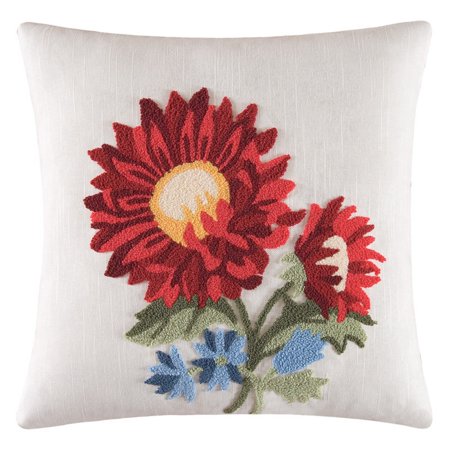 UPC 008246443636 product image for Aster Red Floral Linen Tufted Pillow | upcitemdb.com