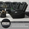 thumbnail image 5 of Power Recliner Sofa Sectional Couches with LED Light for Living Room,Leather Reclining Corner Sectional Sofa with 2 Recliner Seats,Cup Holder,Storage Console for Home Theater Seating, Black, 5 of 6