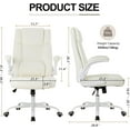 thumbnail image 2 of Mid Back Executive Leather Chair,Ergonomic Home Office Chairs, Computer Desk Chair with Adjustable Flip-Up Arms and Rocking Function (Beige), 2 of 14