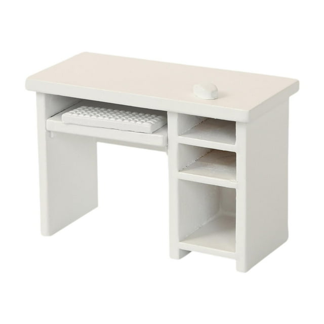 Escritorio de ordenador en miniatura modelo 1/12, muebles modernos para casa de muñecas en miniatura, escritorio de oficina en miniatura, adornos