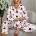 thumbnail image 6 of Pofeuu cute cat hearts Print Womens Pajamas Set Long Sleeve Sleepwear Button Down Nightwear Soft Pj Lounge Sets Button Down Pajamas Women-Medium, 6 of 7