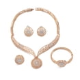 thumbnail image 5 of AEXTO Vintage Rose Gold Filigree Jewelry Set for Women – Hollow Round Pendant Necklace, Stud Earrings, Stretch Bracelet & Adjustable Ring – Elegant Bridal Wedding African Inspired Accessories, 5 of 6