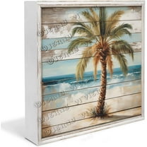 Palm Wooden Box Sign Gifts for Family Funny Beach Decor Boho Decor for Shelves Table Centerpiece Ideas Wood Block Signs For Shelf Desk Decoration 5x5 In