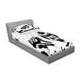 thumbnail image 2 of Ambesonne Black White Fitted Sheet & Pillow Sham Set, American Soccer Dot, Twinxl, Black White, 2 of 2