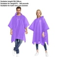 thumbnail image 3 of WWV Waterproof Adult Rain Ponchos Waterproof Thickened Cloak Raincoat Portable Adult Poncho for Outdoor Hiking Cycling Non Disposable Reusable Purple, 3 of 8