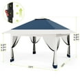 thumbnail image 2 of Tente Abri Instantané 12 X 12 Pi avec Moustiquaire, Installation en une Pression, Hauteur Réglable, Pavillon Extérieur avec Sacs de Sable, Résistant aux Intempéries pour Cour Arrière, Patio, Jardin, Kaki/marine/vert/rouge/gris, 2 of 9