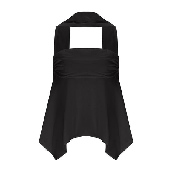 Youyipin Womens Tank Tops Tummy Control Modest Flowy Mesh Solid Color Halter Tops For Women