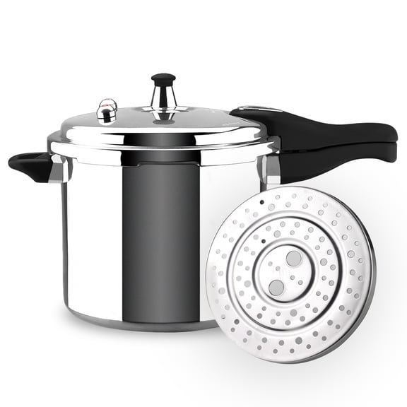 Magefesa Avant 8.5-Quart Aluminum Pressure Cooker with Canner Rack, Pressure Canner compatible with Gas. Electric and Glass Ceramic Stovetops
