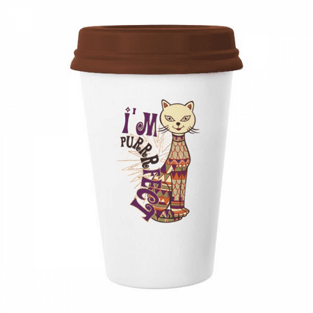 

I m Perfect Slogan Colorful Cat Animal Mug Coffee Drinking Glass Pottery Cerac Cup Lid