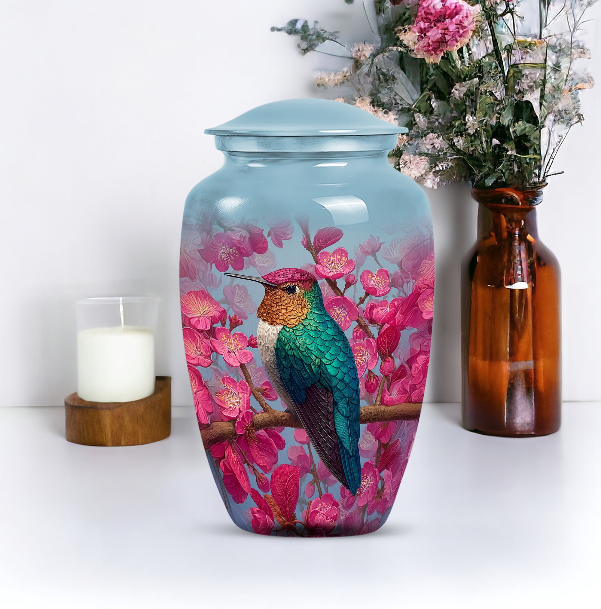 Humming Bird Keepsake Urns For Human Ashes Baby Girl & Boy, Cremation Urns For Ashes Women, Large Decorative Funeral Urn For Ashes For Male, Female (Size-10inch 1pcs, 3inch 1pcs)