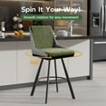 thumbnail image 5 of 26" Counter Height Bar Stools Set of 2, Swivel Bar Chair Kitchen Chairs with Low Backs, PU Leather Fabric Square Seat Bar Chair with Black Metal Legs, Counter Bar Stools for Kitchen Island,Green, 5 of 8