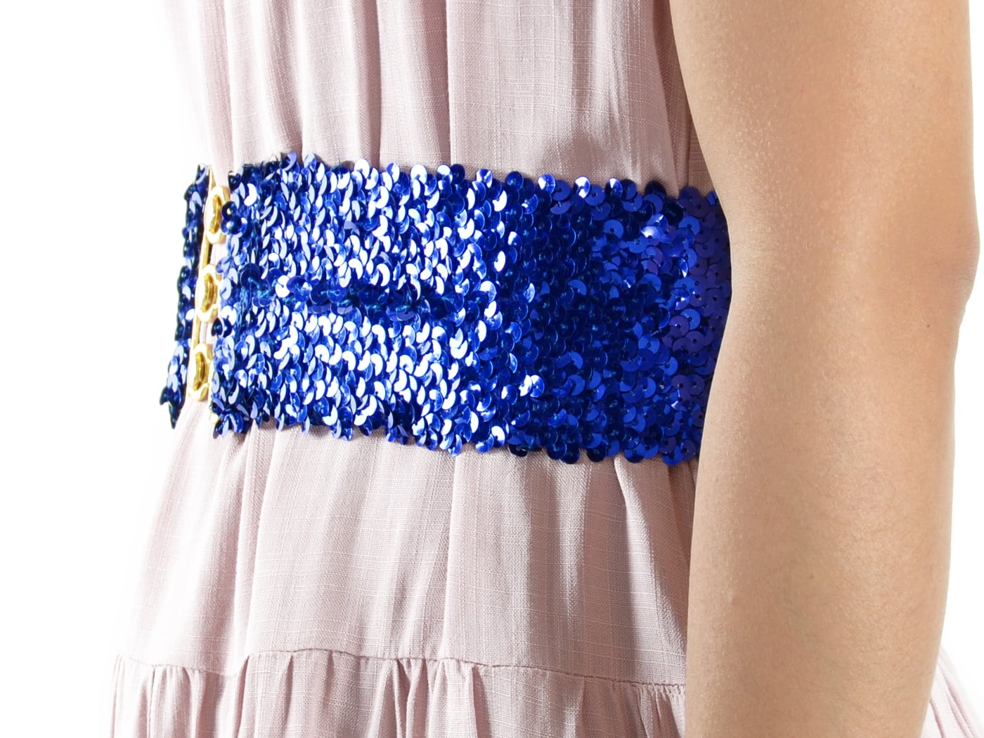 5689 Women\'s Sparkly Glitter Waistband Wide Stretch Elastic Belt Wedding Women main image 4