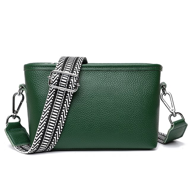 Bolso Hombro Piel Vaca Primera Capa Bolso Cruzado Casual para El (Verde)
