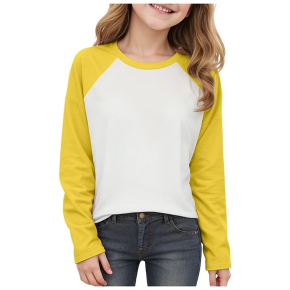 Cute Shirts For Girls Girls T Shirts Size 14-16 Girls Cotton Long Sleeve Shirts Fall Crewneck Tee Tops Casual Cute Blouse