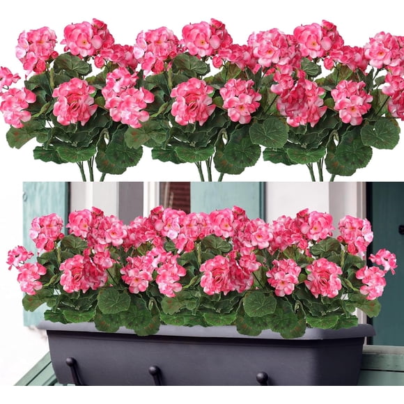 Kingswick 5pcs 14 Inch Artificial Flower Geranium Silk Flower Outdoor Anti Uv Artificial Flower, Garden Plant Shrub Suitable For Wedding Kitchen Dining Table Center Decoration In Households