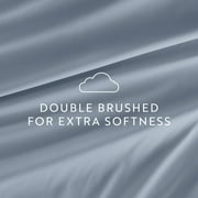 Queen, Light Blue Solid Microfiber 6 Piece Bed Sheet Set, by Noble Linens