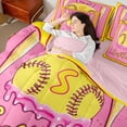 thumbnail image 3 of Erosebridal Sport Softball Letter Monogrammed S Twin Bedding Sets 7-Piece for Teens,Baseball Ice Cream Drip Bedding Comforter Set for Boys Girls,Pink Reversible,Breathable Home Decor, 3 of 6
