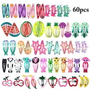 60PCS Girls Hair Snap Clips Set Decorative Lovely Assorted Pin Hair Barrettes for Baby Girls Kids