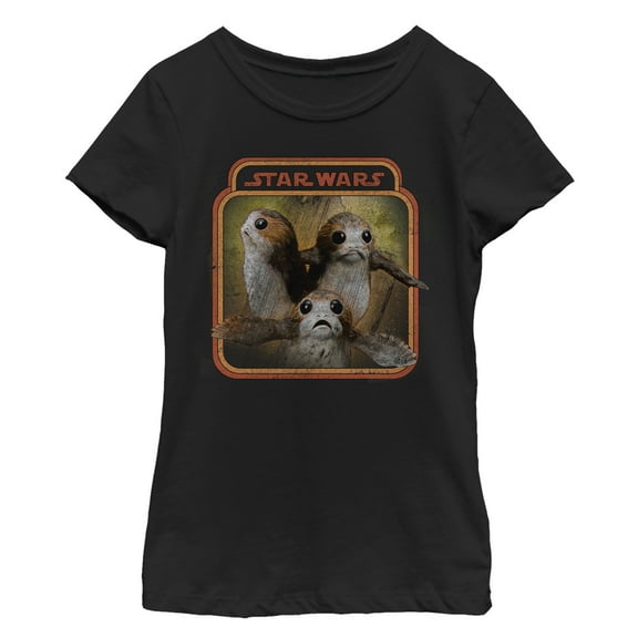 Girl's Star Wars The Last Jedi Porgs Frame  Graphic Tee Black Small