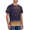 thumbnail image 2 of Bixox Men's Gold Black Glitter Printed Short Sleeve Skinny Athletic T-Shirt, 2 of 6