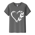 thumbnail image 4 of XMHJSMD Women's Love Butterfly Print Round Neck Short Sleeve T Shirt Top(Dark Gray,M), 4 of 4