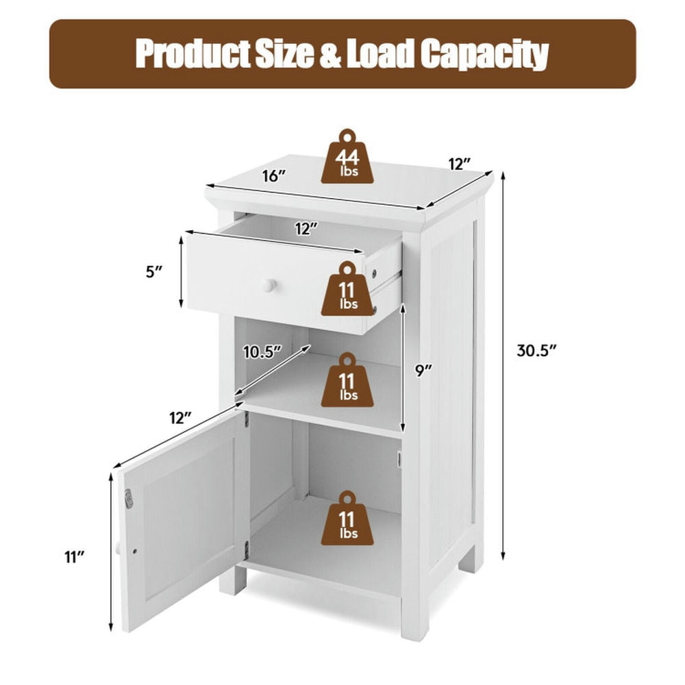 Finihen Bathroom Storage Cabinet, Bathroom Floor Cabinet, Bathroom Floor Storage Drawer Cabinet Cupboard with Door, for Bathroom, Living Room, Bedroom, Kitchen, White Finihen Bathroom Storage Cabinet, Bathroom Floor Cabinet, Bathroom Floor Storage Drawer Cabinet Cupboard with Door, for Bathroom, Living Room, Bedroom, Kitchen, White