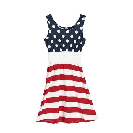 

Gupgi Mom Child Family Independence Day Stripes Patchwork Boho Maxi Dress