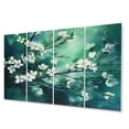 thumbnail image 2 of Designart "Teal Cherry Blossoms Whispering Their Beauty I" Floral Metal Wall Decor Set, 2 of 5