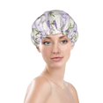 thumbnail image 2 of Lavender Flowers Bow Tie Shower Cap, Reusable Bath Hair Hat for all Hair Lengths Hair Cover with Elastic Band Double Waterproof Layers Bathing Hat, 2 of 5
