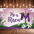 thumbnail image 7 of Religious Easter Themed Banner with Cross Lily Decor Background, Ideal for Church Events Easter Celebrations Photo Backdrops Party Decorations Religious Gatherings, 7 of 7