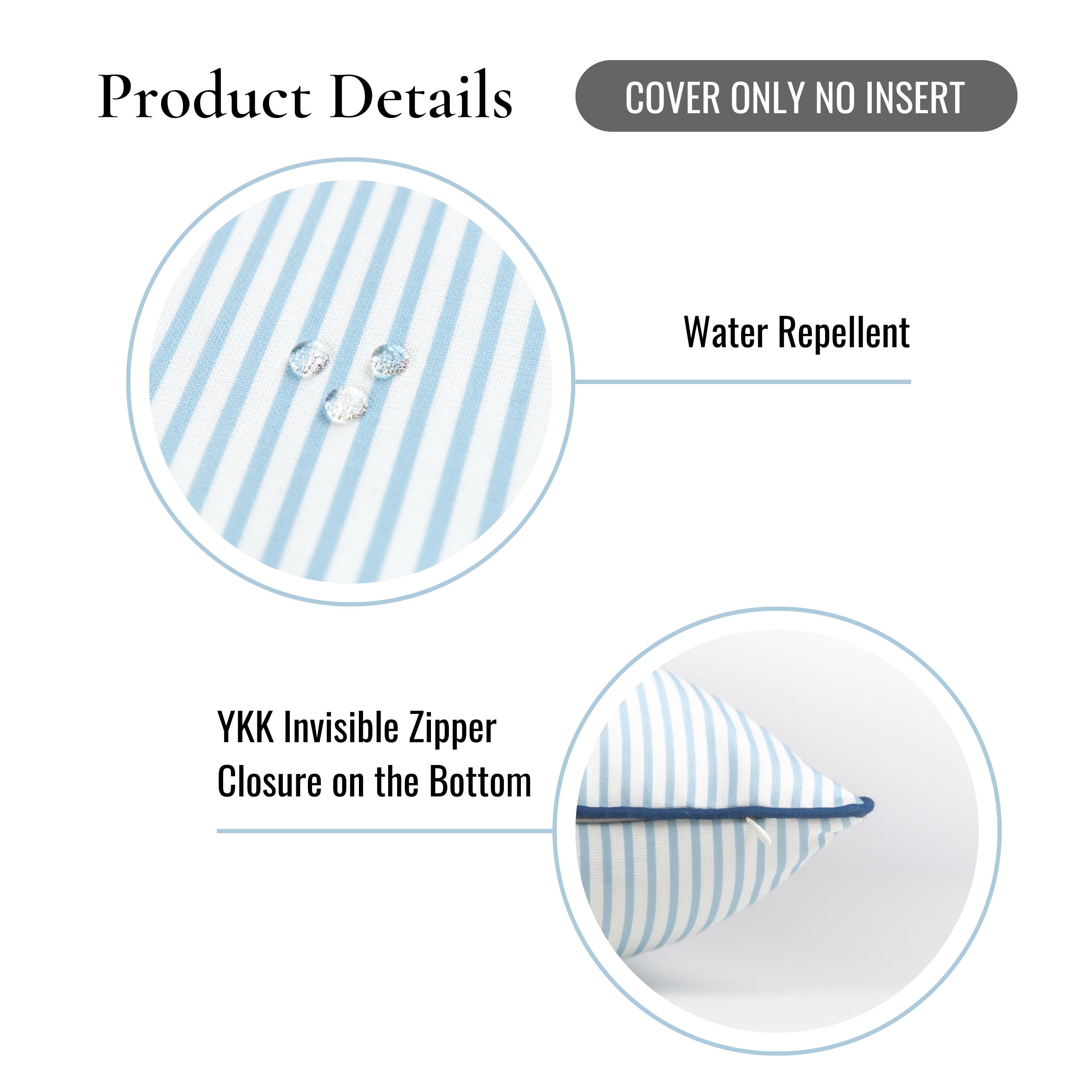 Hofdeco Premium Coastal Hampton Style Patio Indoor Outdoor Pillow Cover Only, 20"x20" Water Resistant for Backyard, Couch, Blue Stripe