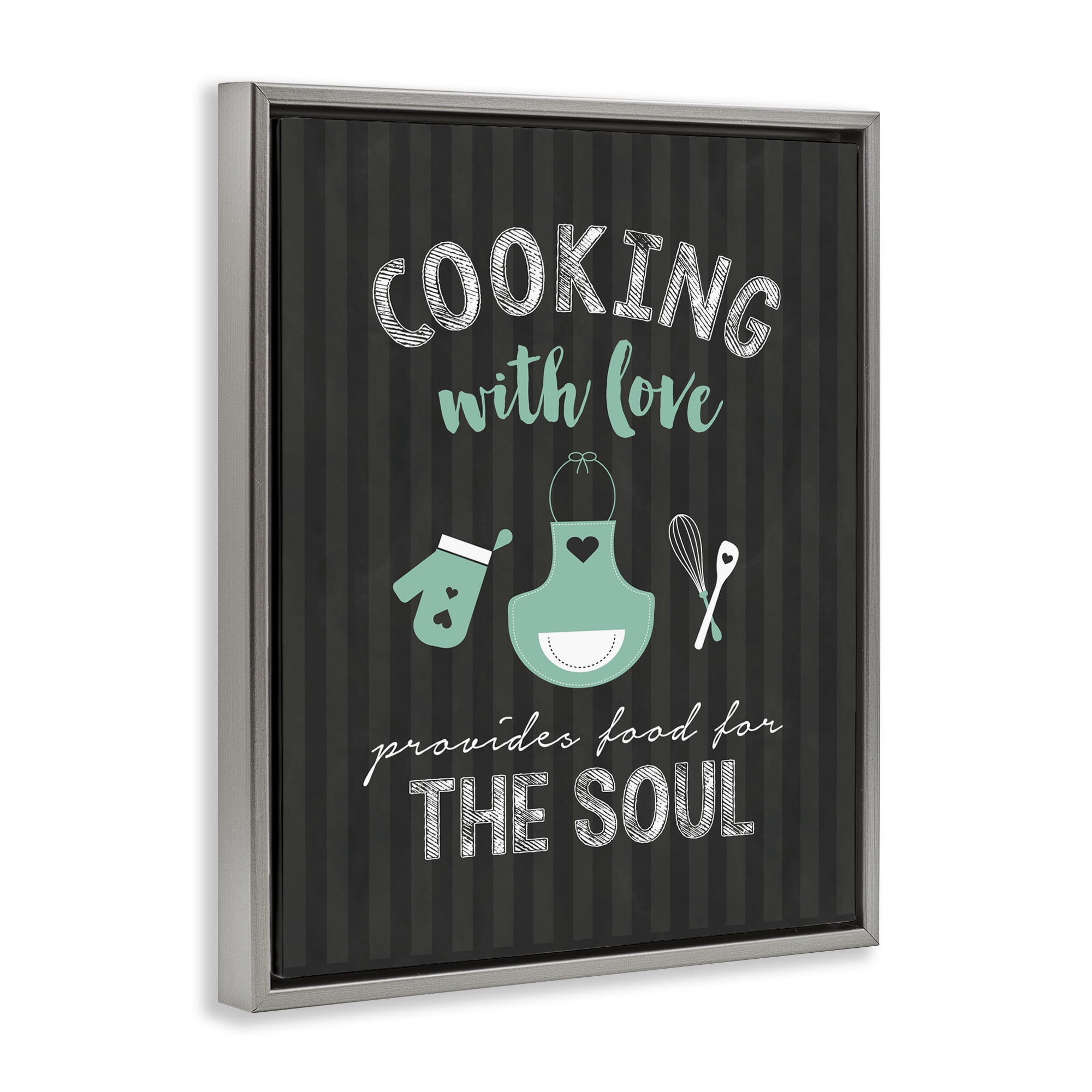 Food For Soul Black & Green Gray Framed Floater Canvas Wall Art, design by Lettered and Lined