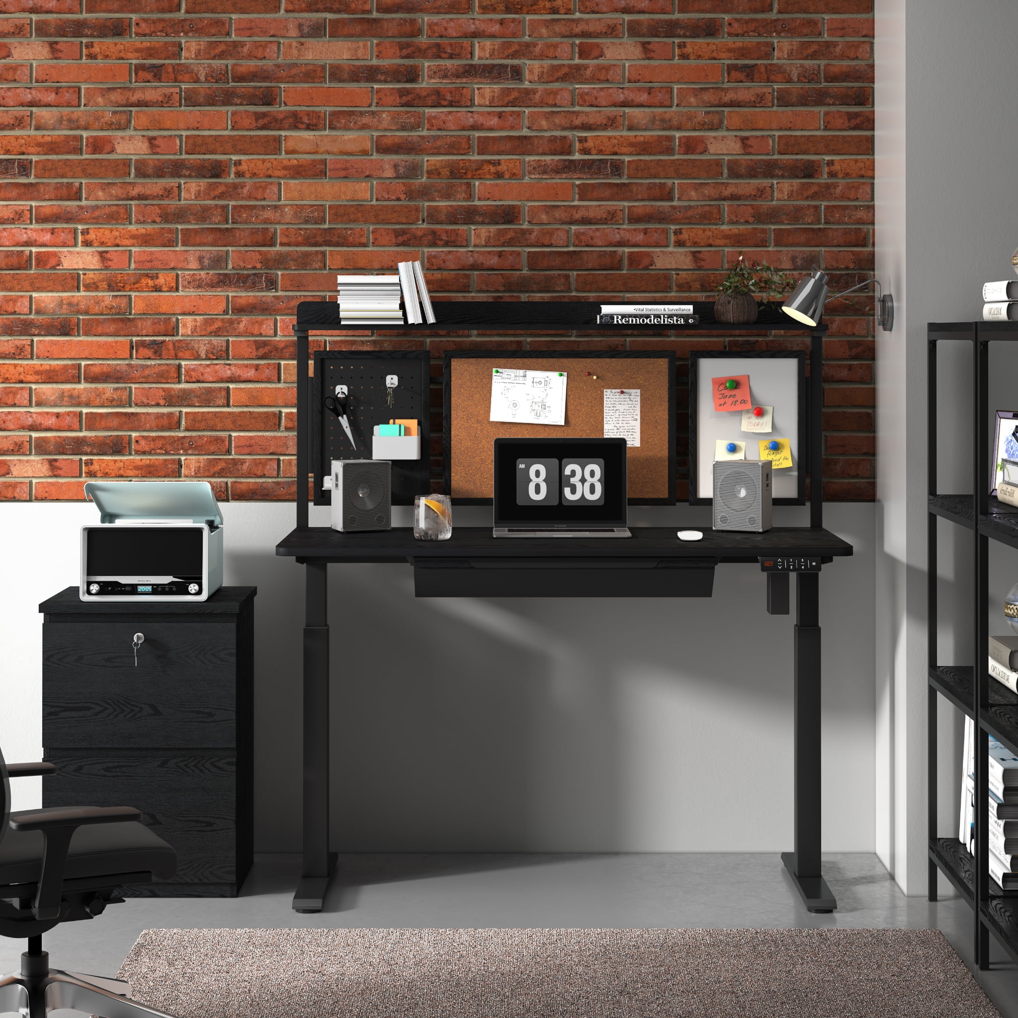 KOWO 2 Drawer Wood File Cabinet with Lock, Black