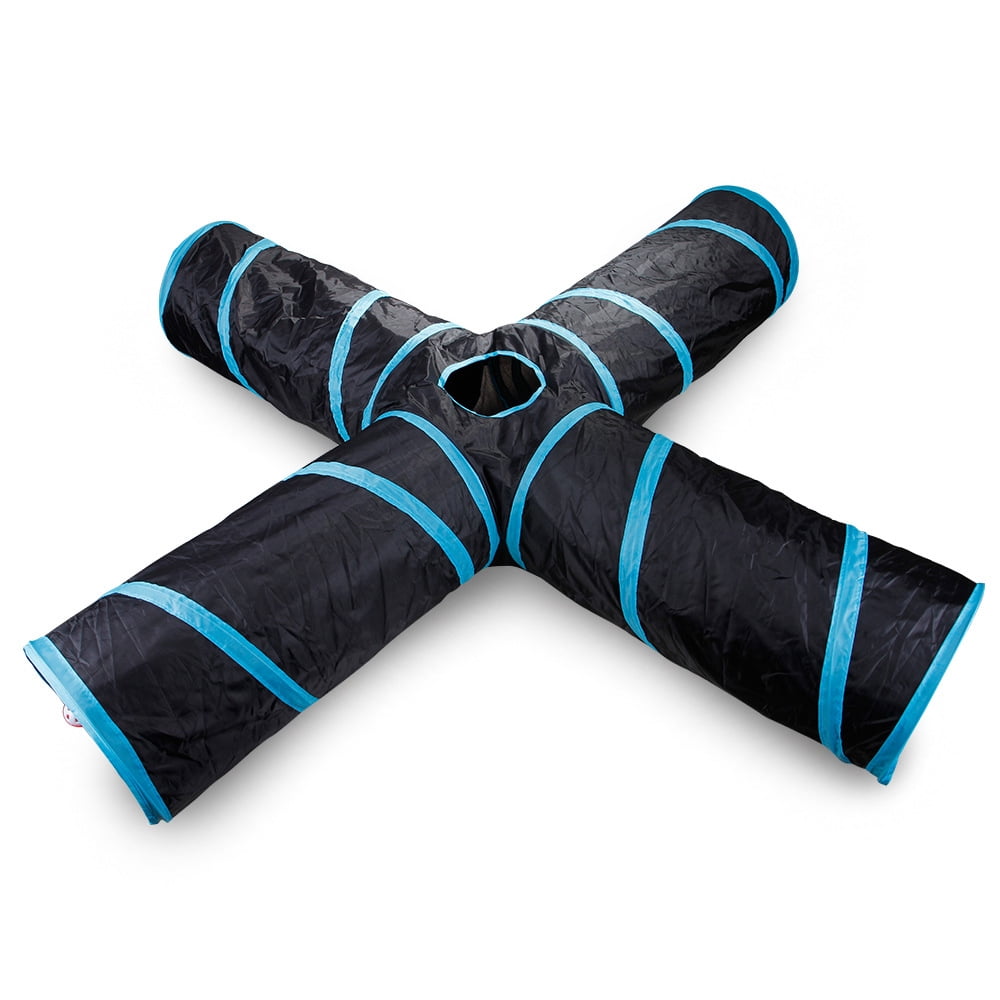 Cat Tunnel 4 Way Pet Play Tunnel Collapsible Tunnel for Cats Dogs