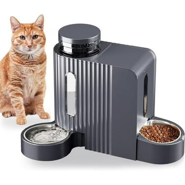 Nomipaw Gravity Automatic Food Feeder and Water Dispenser, 0.8Gal Large Capacity, 2 in 1 Set, 304 Stainless Steel Bowl, Removable and washable, For All Size Dogs & Cats, Dark Gray