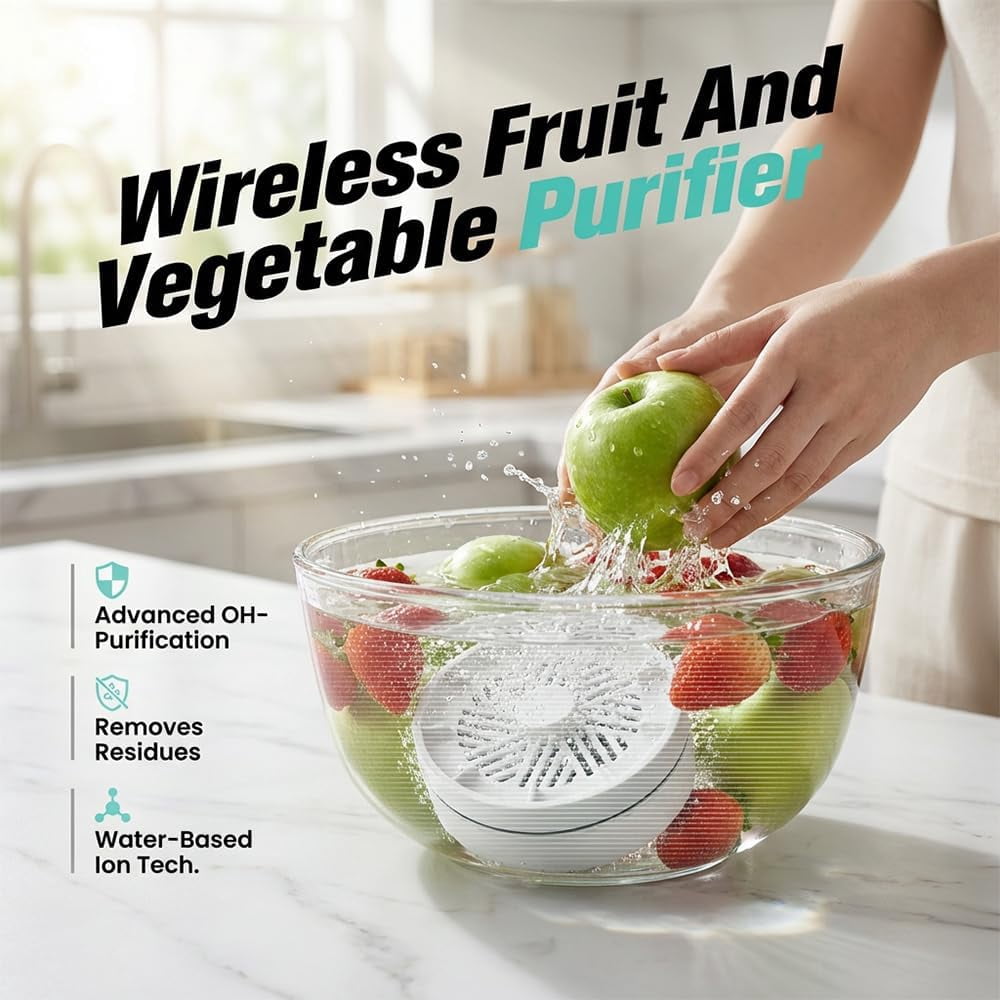 Fruit and Vegetable Washing Machine, Portable USB Wireless Veggie Wash with Purification Technology, Waterproof Fruit and Vegetable Cleaner, Fruit and Veggie Purifier