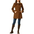 thumbnail image 2 of INSPIRE CHIC Women's Coats Peter Pan Collar Single Breasted Button Front Outwear Winter Coats XS Brown, 2 of 7
