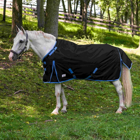 TuffRider Comfy-Fit Medium Weight Standard Neck Turnout Blanket w/ Adjustable Neck Opening- 1200D, 200gms- Black- 84