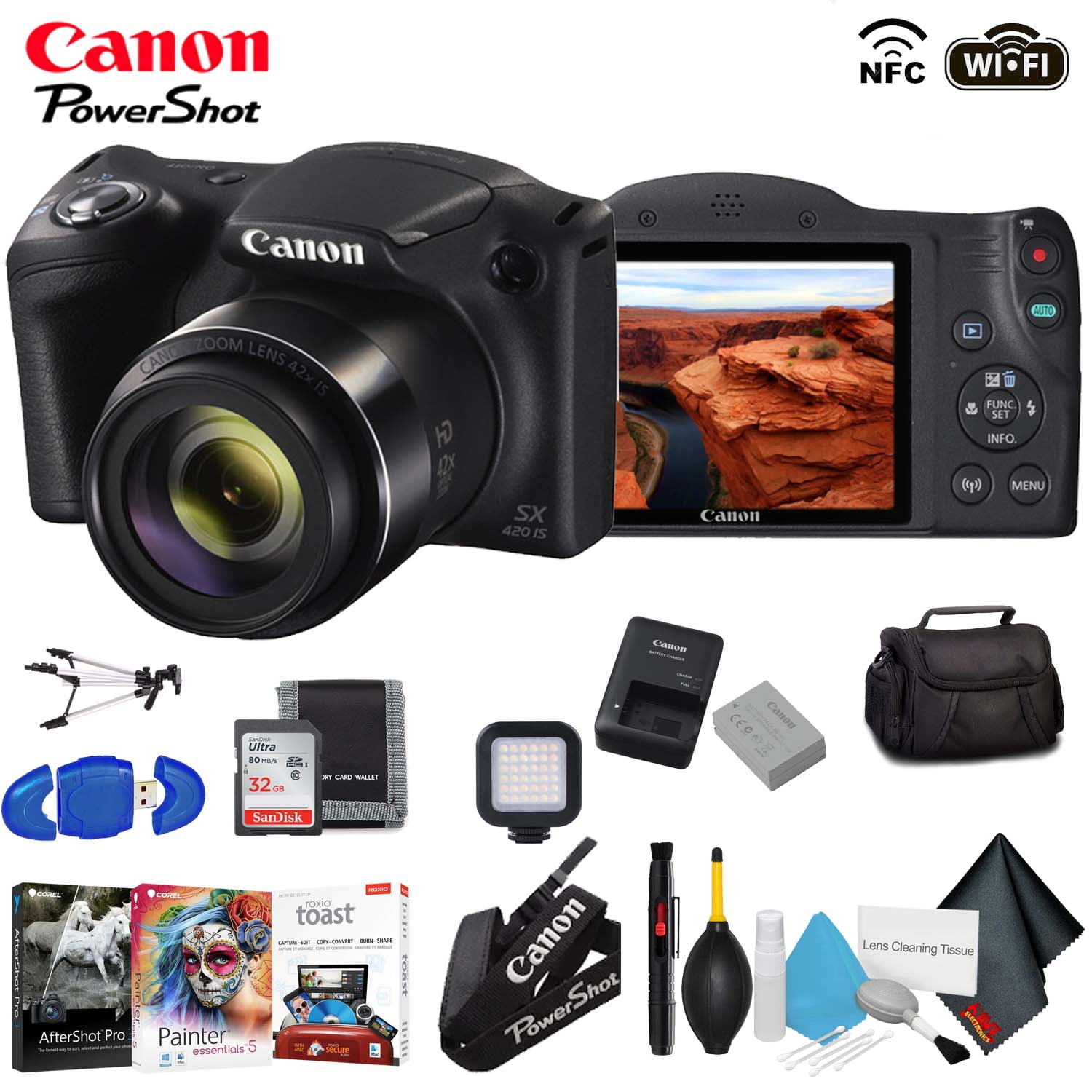 Verbeteren herwinnen terugvallen Canon PowerShot SX420 IS Digital Camera (Black) Advanced Accessory Kit -  Walmart.com