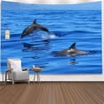 thumbnail image 2 of Tapestry Ocean Dolphins para pared, 150 x 130 cm, microtela de fibra, 2 of 2