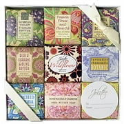 French Milled Botanical Soap Sampler Set in Nine Fabulous Scents, Individually Wrapped Vegetable Based Mini Soaps with Essential Oils, Shea Butter and Natural Extracts (Floral Favorites)