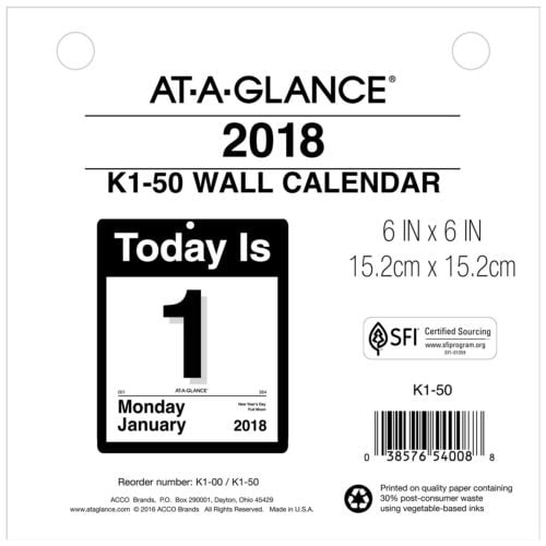 AtAGlance "Today Is" Daily Wall Calendar Refill K150