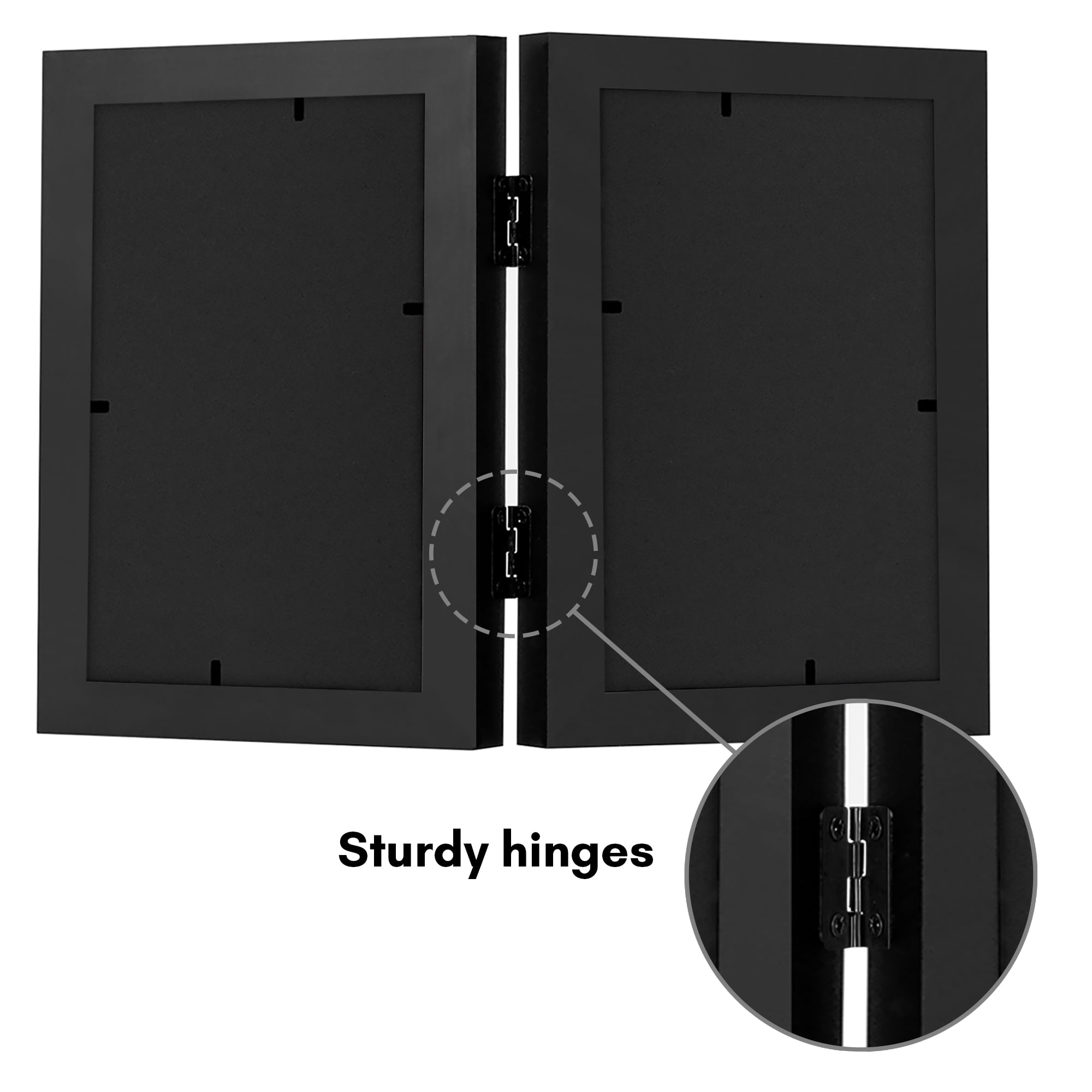 Americanflat 4x6 Hinge Frame with Shatter-Resistant Glass Hinged Double Frames Signature Collection - Black