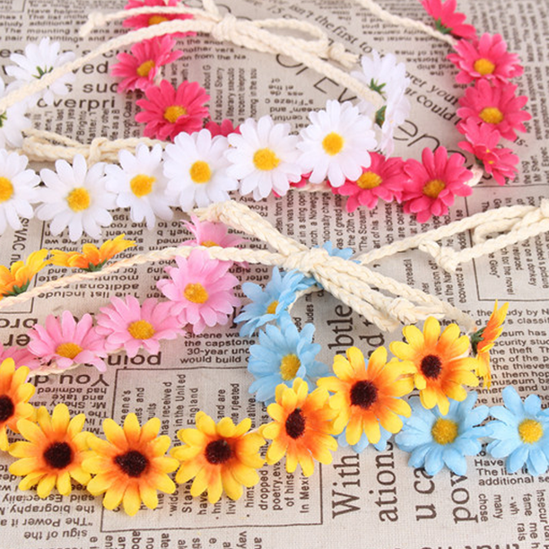 Diadema De Girasoles – Estilo Hippie Años 70 – Chaks – Cinta Elástica Para Festivales, Carnaval Y Fiestas Temáticas – Unisex Adulto