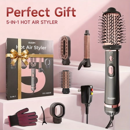 Professional Negative Ion Hot Air Brush Hair Dryer Styler Straightener Curler
