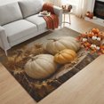thumbnail image 2 of Thanksgiving Pumpkin Washable Area Rug 3 x 5 ft Fall Country Farmhouse Vintage Maple Leaf Soft Non‑Slip Rugs Stain Repellent Indoor Mats for Entry Foyer, Apartment Living Corner Dining Nook, 2 of 9